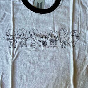Bangtan Boys BTS Chibi Tiny Tans White Tee